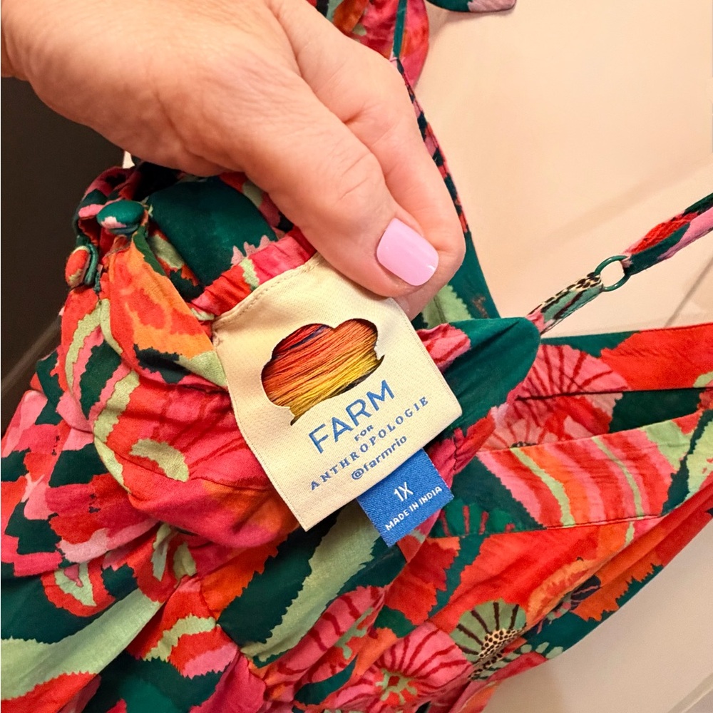 FARM Rio Teal, Orange & Pink Floral Strapless Dress - Picture 3 of 9